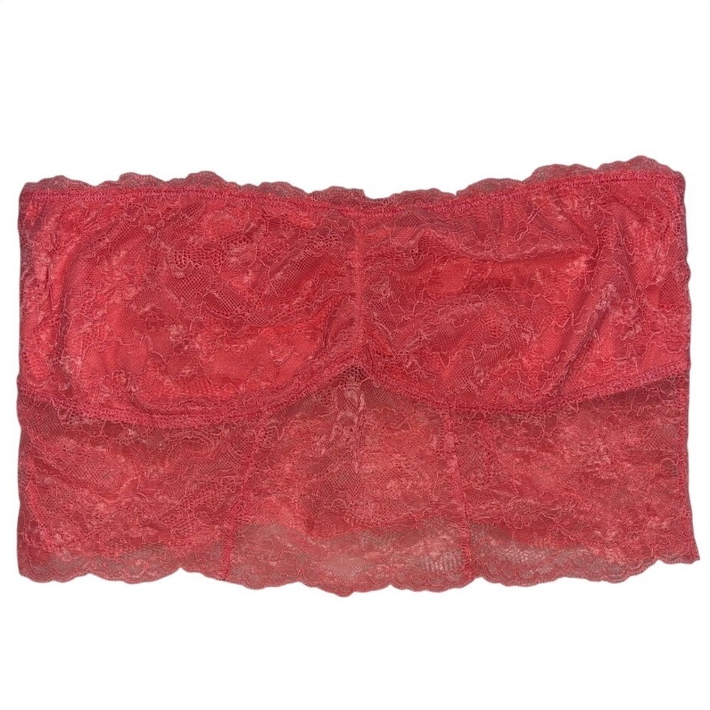 American Eagle Lace Bandeau Bralette Women Large Coral Pink